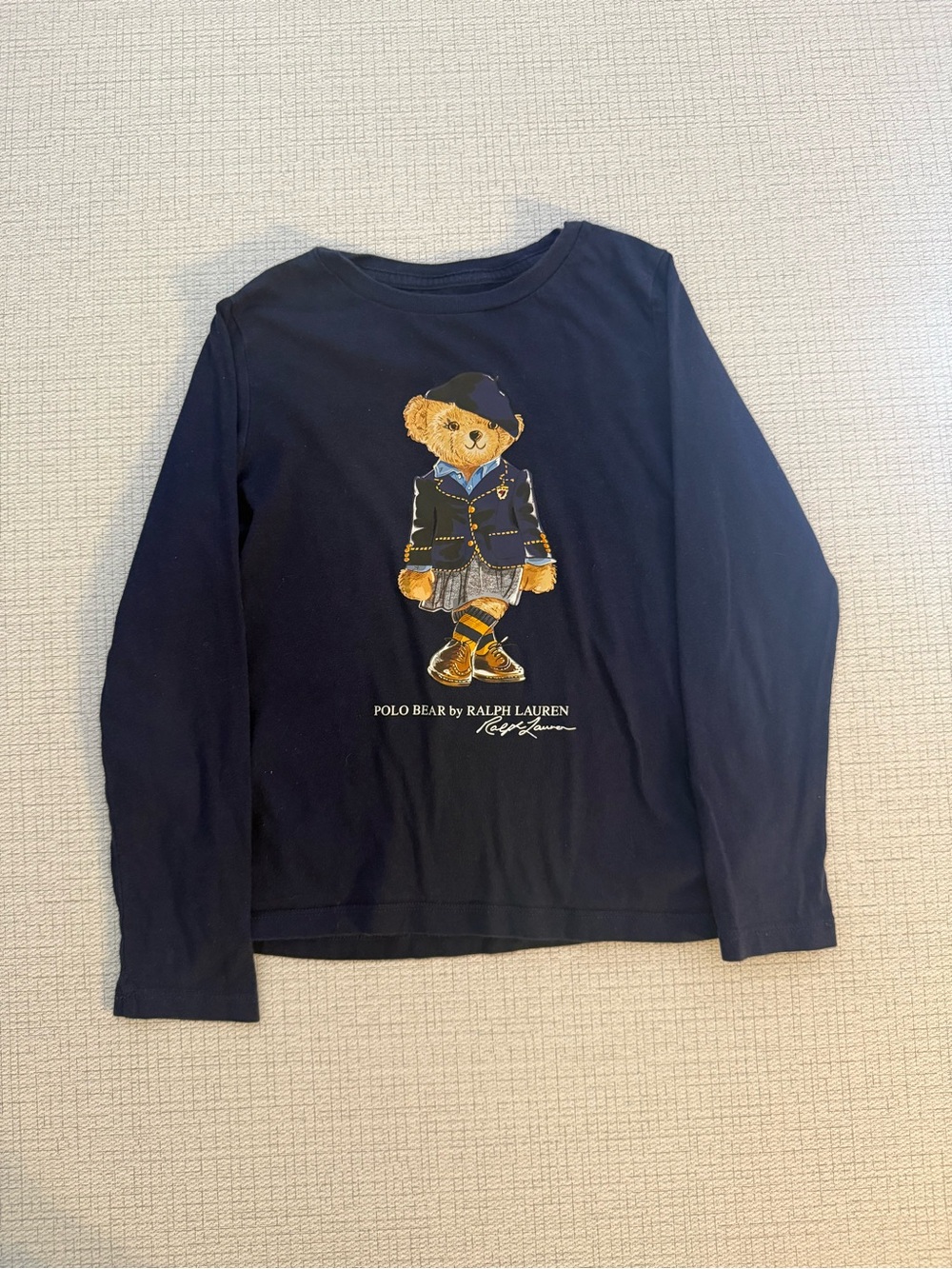 Ralph Lauren Navy Long-Sleeve Polo Bear Tee